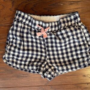 Crewcuts Checkered Linen Shorts with Pink Bow